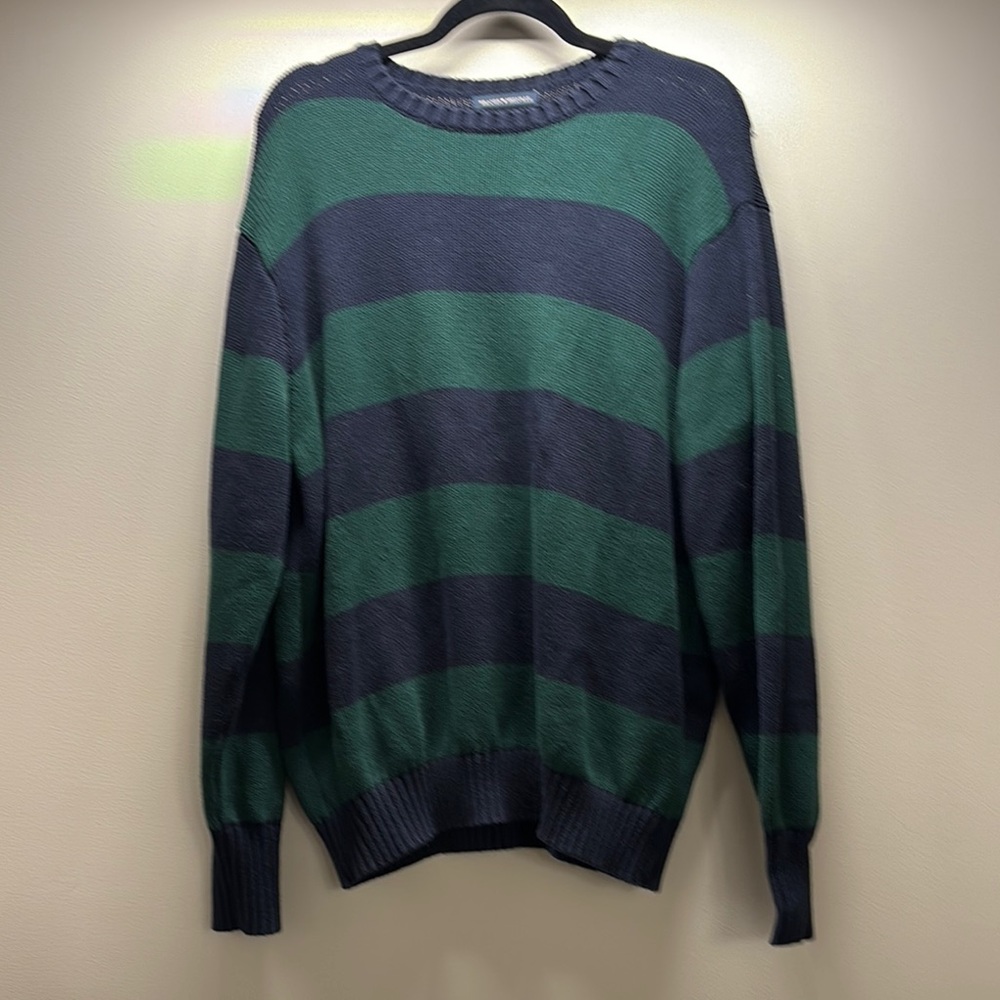 Trendy Green And Blue Knitted Sweater
